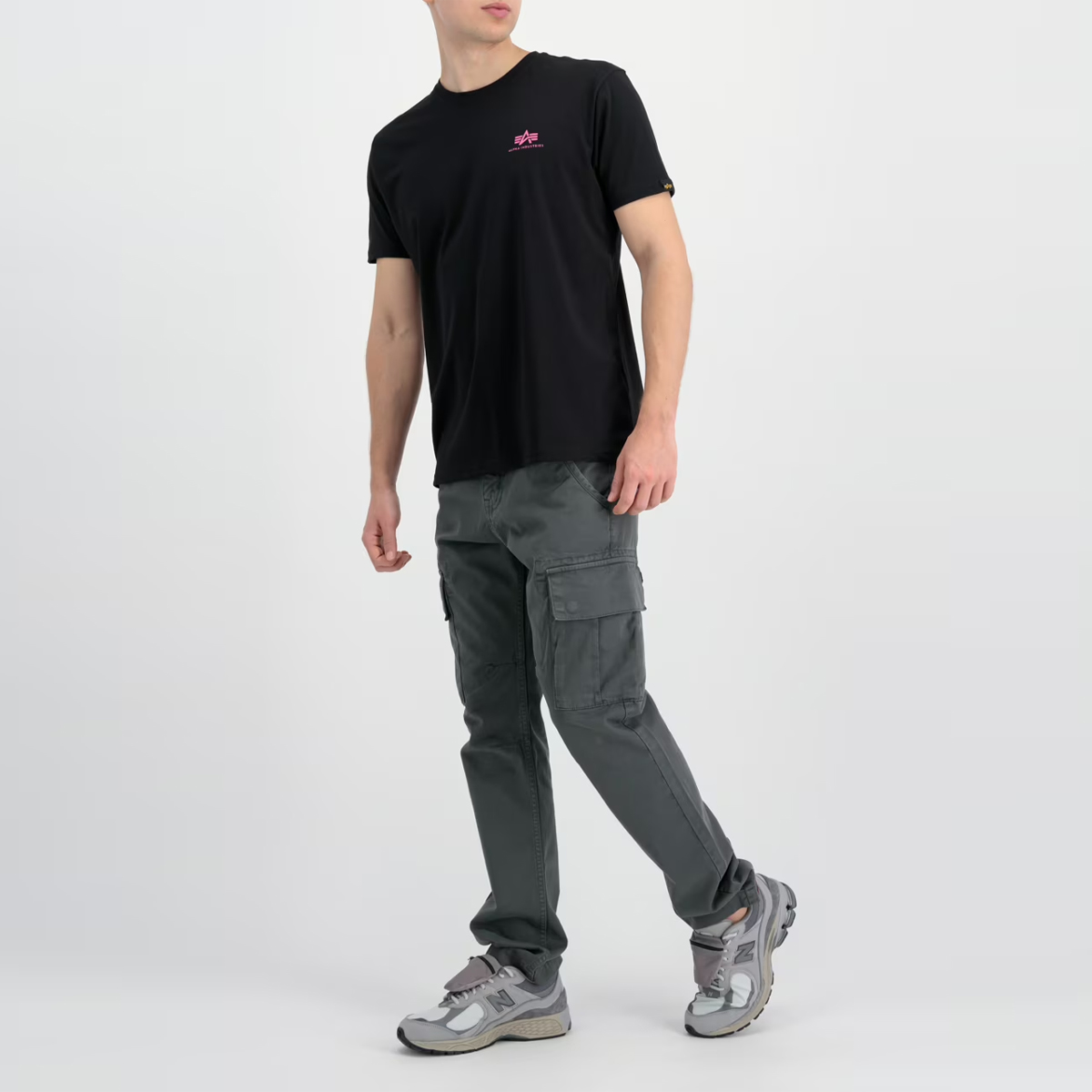 Alpha Industries T-Shirt Basic T Small Logo Black Magenta - 2