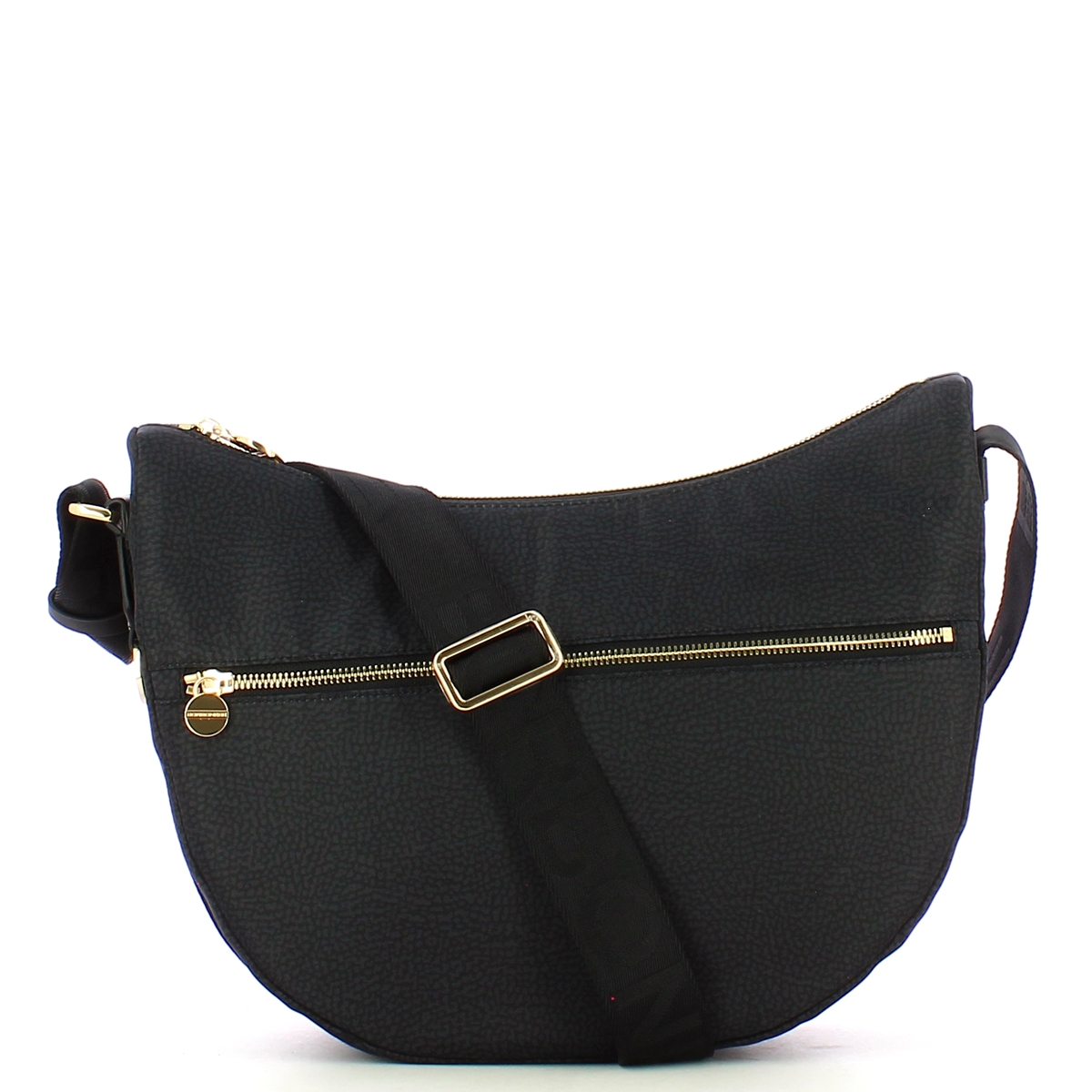 Borbonese Borsa Luna Bag Middle con taschino in Nylon Riciclato Dark Black - 1 Borbonese Borsa Luna Bag Middle con taschino in Nylon Riciclato Dark Black - 1