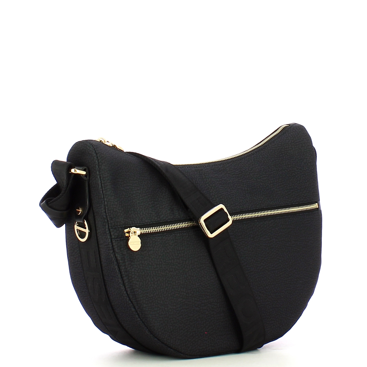 Borbonese Borsa Luna Bag Middle con taschino in Nylon Riciclato Dark Black - 2 Borbonese Borsa Luna Bag Middle con taschino in Nylon Riciclato Dark Black - 2