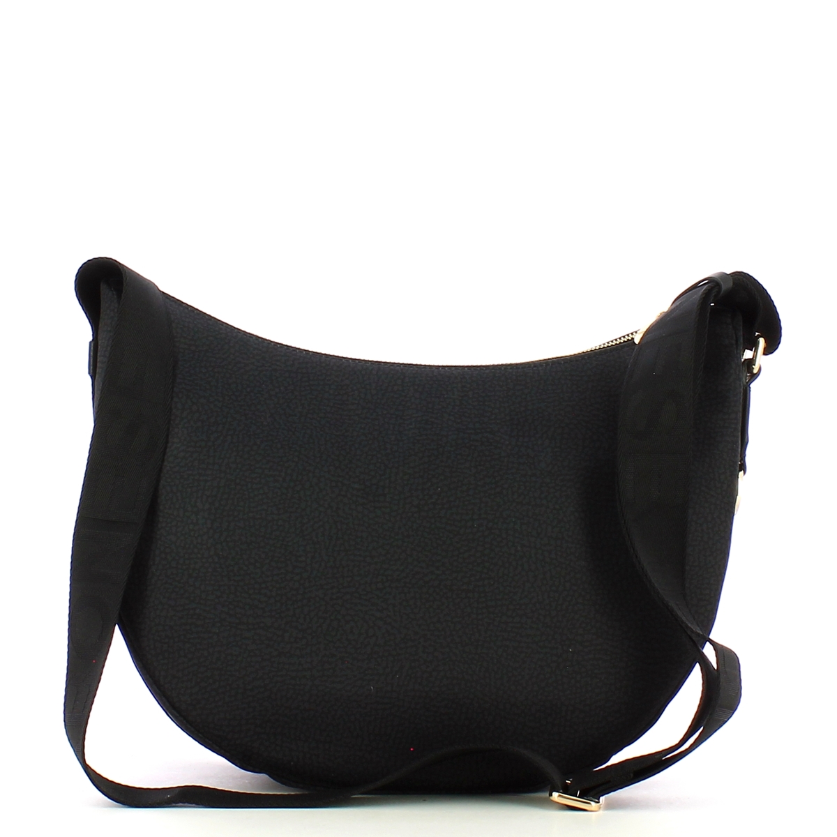 Borbonese Borsa Luna Bag Middle con taschino in Nylon Riciclato Dark Black - 3 Borbonese Borsa Luna Bag Middle con taschino in Nylon Riciclato Dark Black - 3