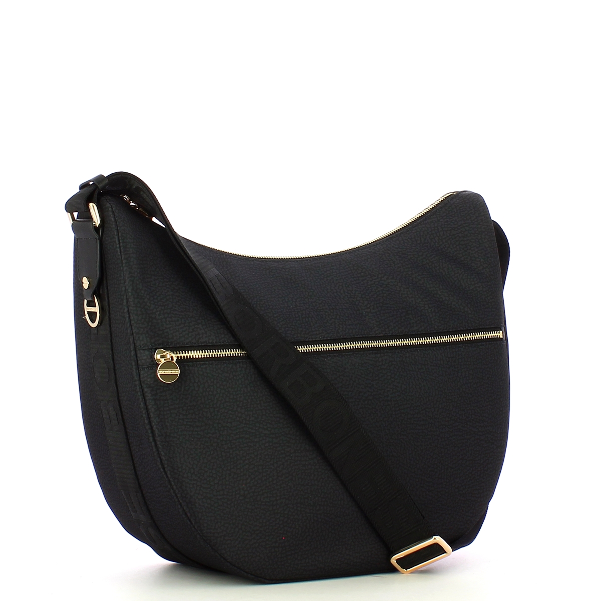 Borbonese Borsa Luna Bag Medium con taschino in Nylon Riciclato Dark Black - 2 Borbonese Borsa Luna Bag Medium con taschino in Nylon Riciclato Dark Black - 2