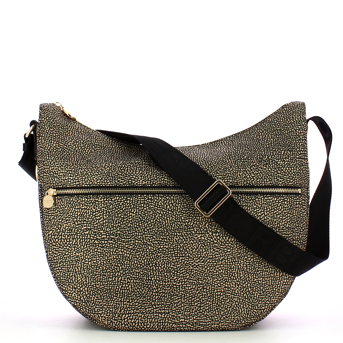 Borbonese Borsa Luna Bag Medium con taschino in Nylon Riciclato OP Naturale Nero - 1 Borbonese Borsa Luna Bag Medium con taschino in Nylon Riciclato OP Naturale Nero - 1