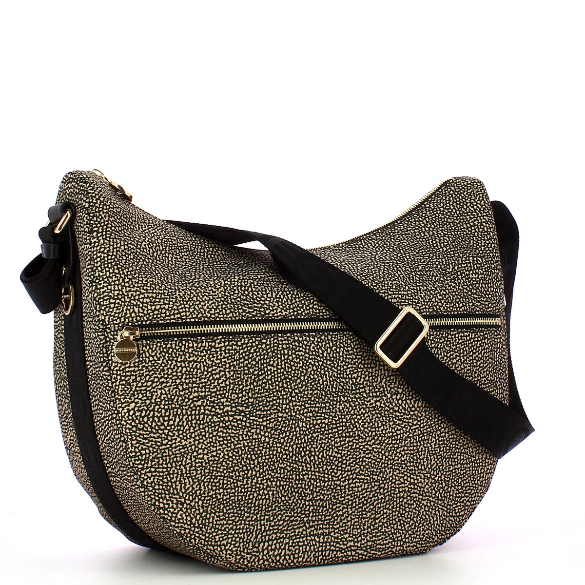 Borbonese Borsa Luna Bag Medium con taschino in Nylon Riciclato OP Naturale Nero - 2 Borbonese Borsa Luna Bag Medium con taschino in Nylon Riciclato OP Naturale Nero - 2