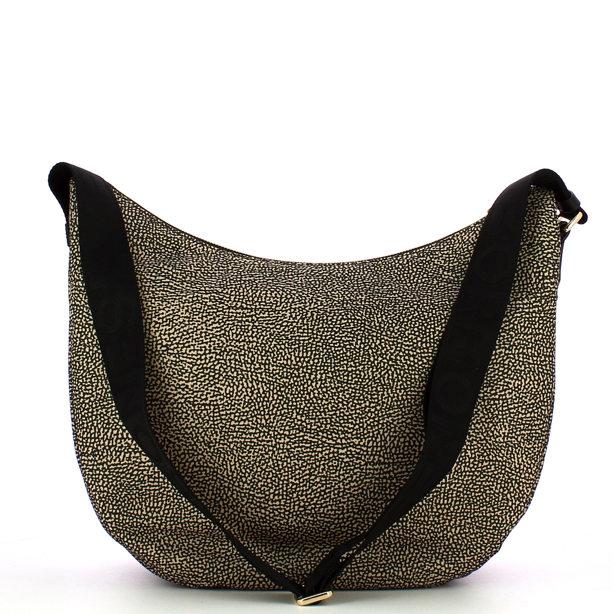 Borbonese Borsa Luna Bag Medium con taschino in Nylon Riciclato OP Naturale Nero - 3 Borbonese Borsa Luna Bag Medium con taschino in Nylon Riciclato OP Naturale Nero - 3