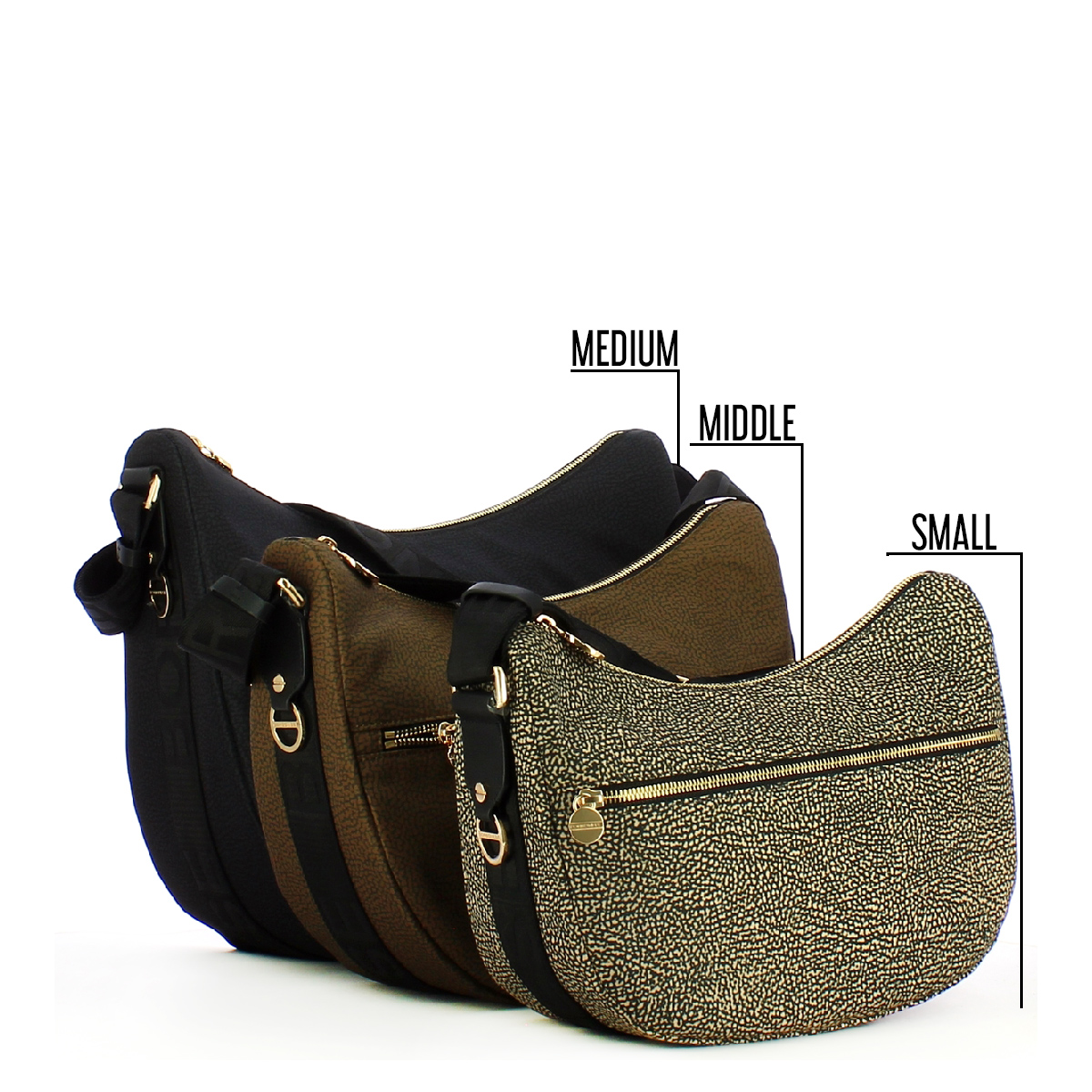 Borbonese Borsa Luna Bag Medium con taschino in Nylon Riciclato OP Naturale Nero - 5 Borbonese Borsa Luna Bag Medium con taschino in Nylon Riciclato OP Naturale Nero - 5