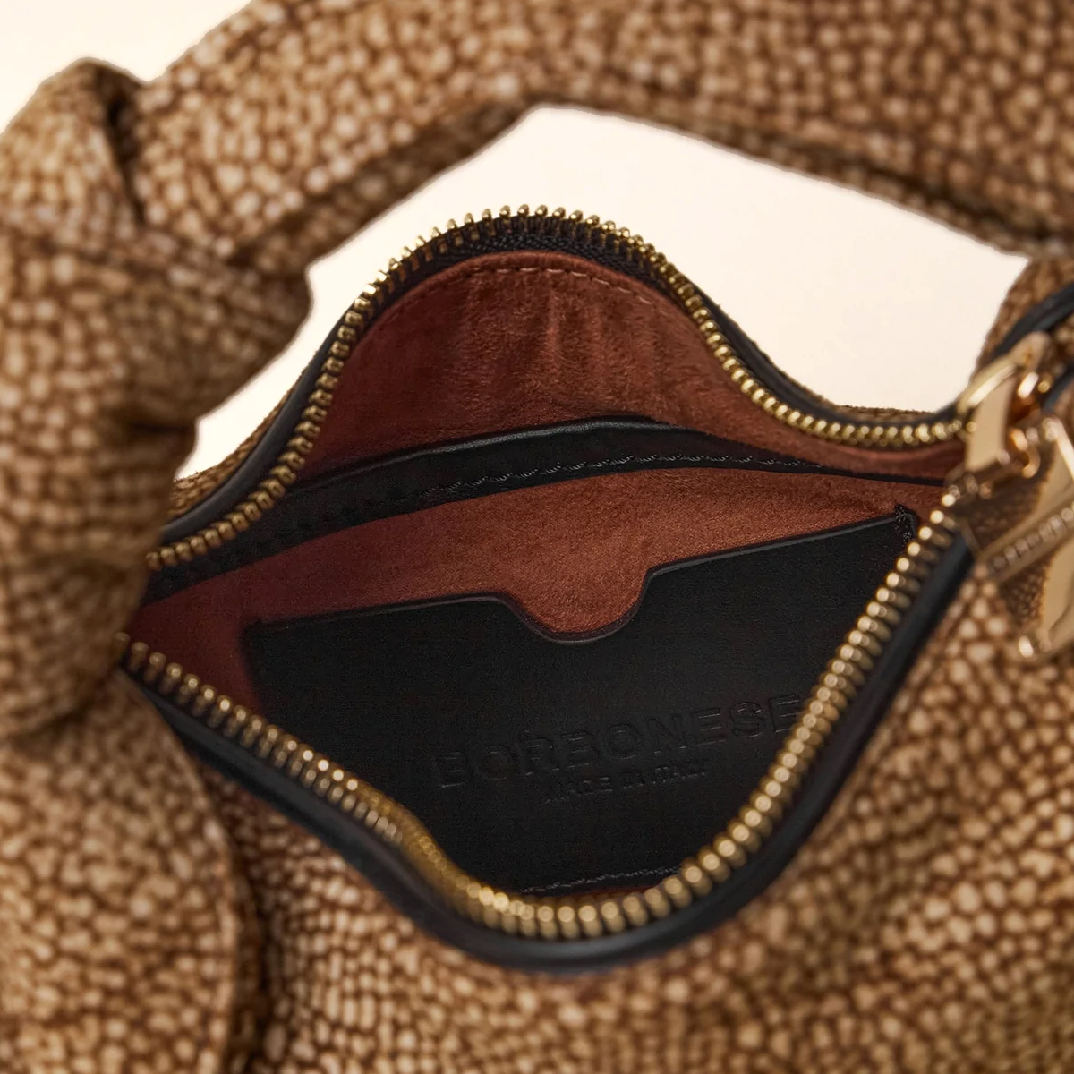 Borbonese Borsa Luna Bag Petite in Suede OP Naturale - 5
