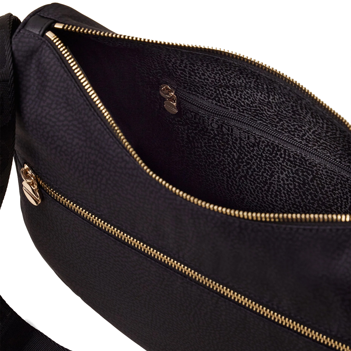 Borbonese Mini Borsa Luna Bag con taschino in Nylon Riciclato Dark Black - 4 Borbonese Mini Borsa Luna Bag con taschino in Nylon Riciclato Dark Black - 4