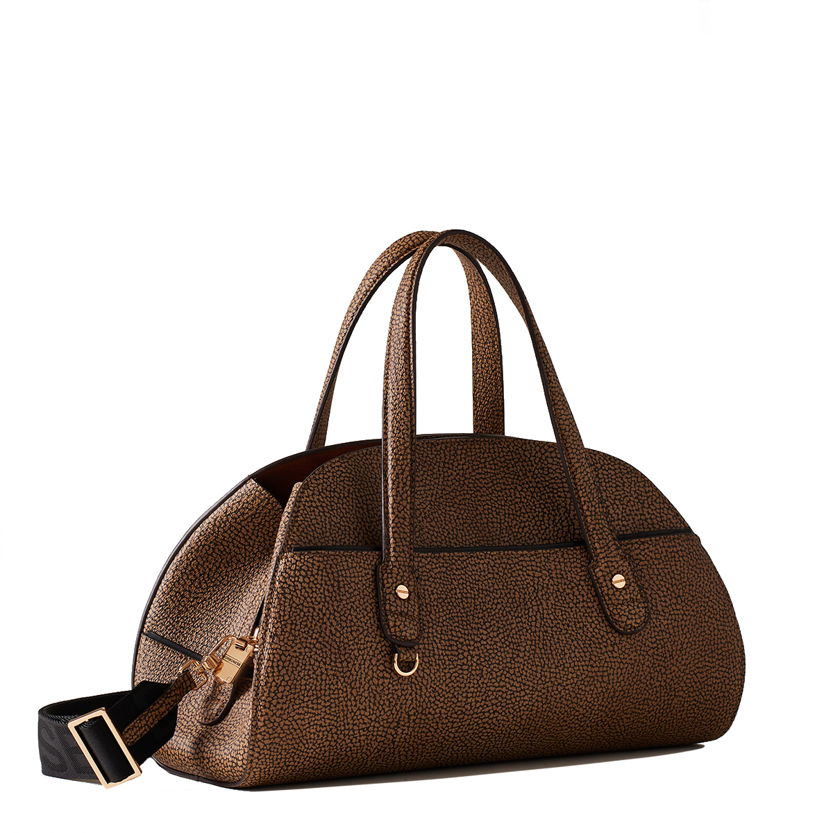 Borbonese Borsa a mano Bauletto Medium OP Naturale Nero - 2 Borbonese Borsa a mano Bauletto Medium OP Naturale Nero - 2