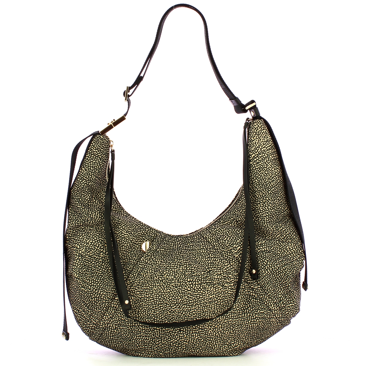 Borbonese Borsa Hobo Medium OP Naturale Nero - 1 Borbonese Borsa Hobo Medium OP Naturale Nero - 1