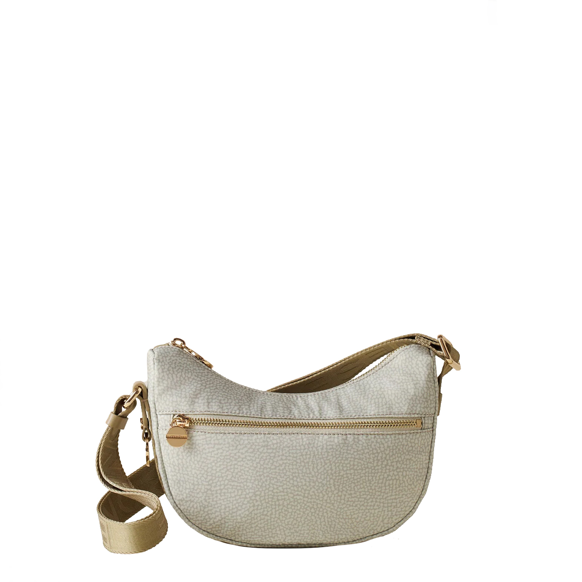 Borbonese Luna Kaki Recycled Nylon Minibag with pocket - 1 Borbonese Luna Kaki Recycled Nylon Minibag with pocket - 1