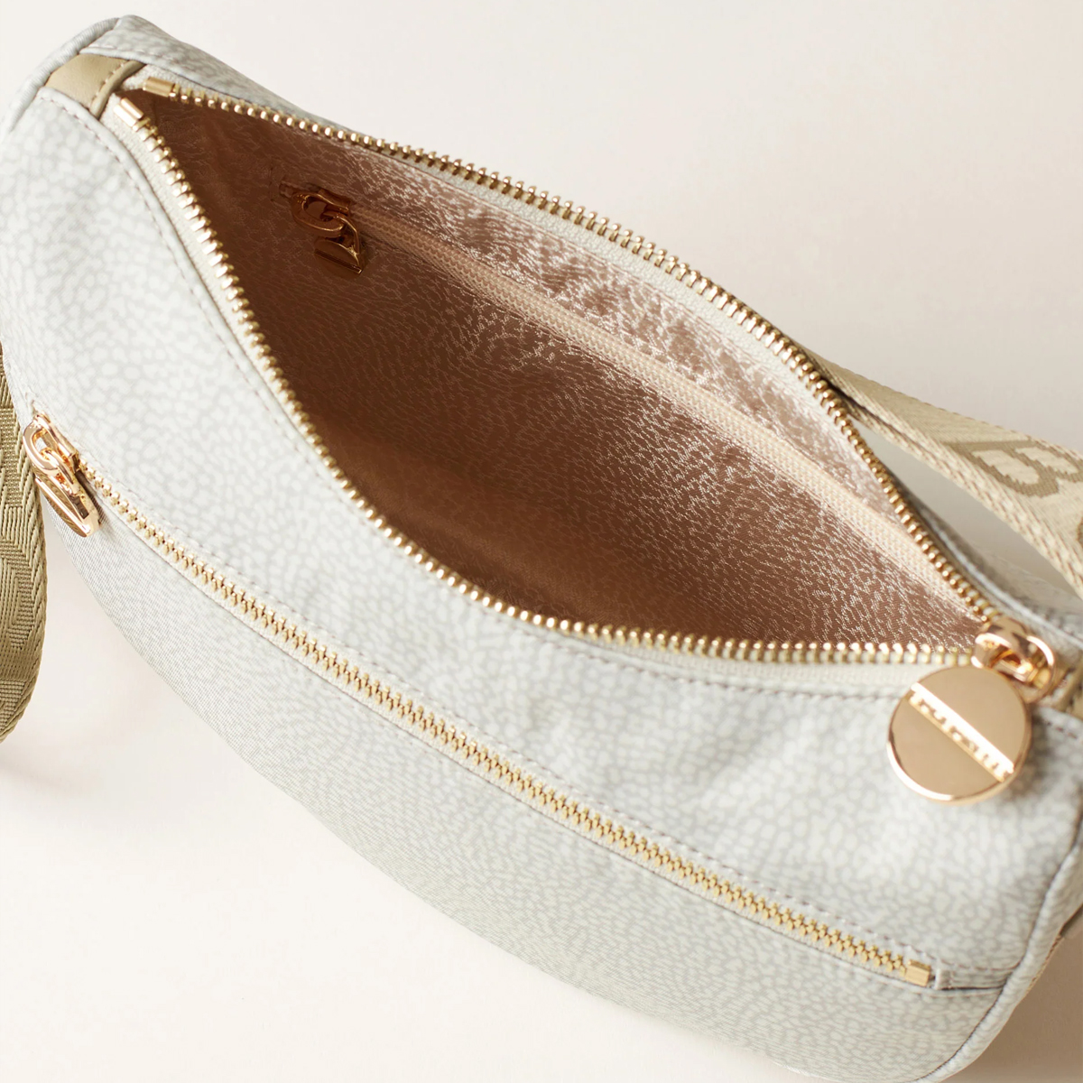 Borbonese Luna Kaki Recycled Nylon Minibag with pocket - 5 Borbonese Luna Kaki Recycled Nylon Minibag with pocket - 5