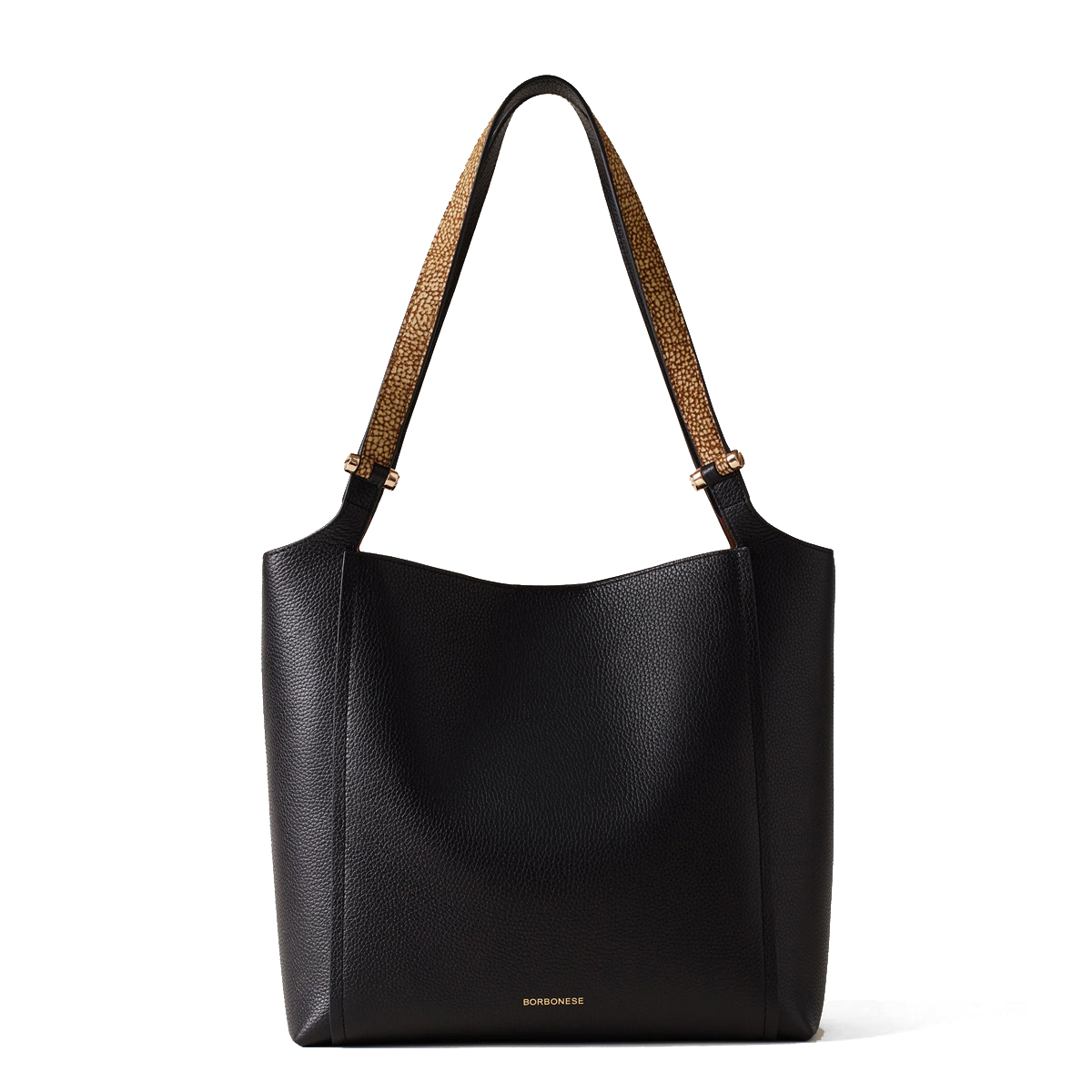 Borbonese Shopper Bolt Nero OP Naturale - 1 Borbonese Shopper Bolt Nero OP Naturale - 1