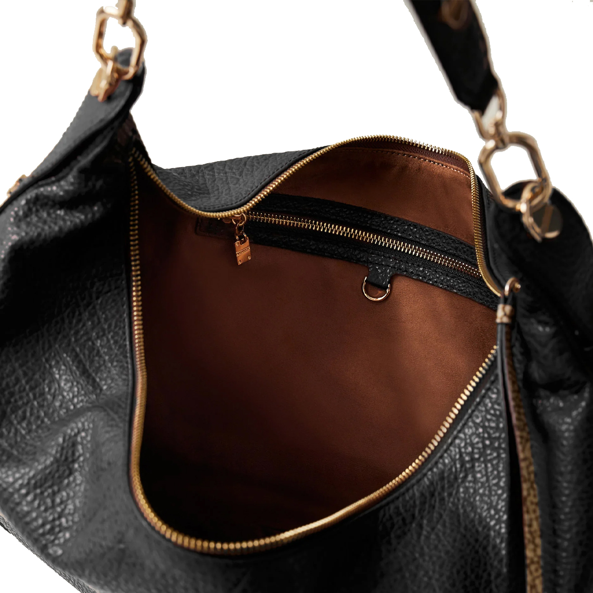 Borbonese Hobo Bag Oyster Large in pelle Nero - 4 Borbonese Hobo Bag Oyster Large in pelle Nero - 4