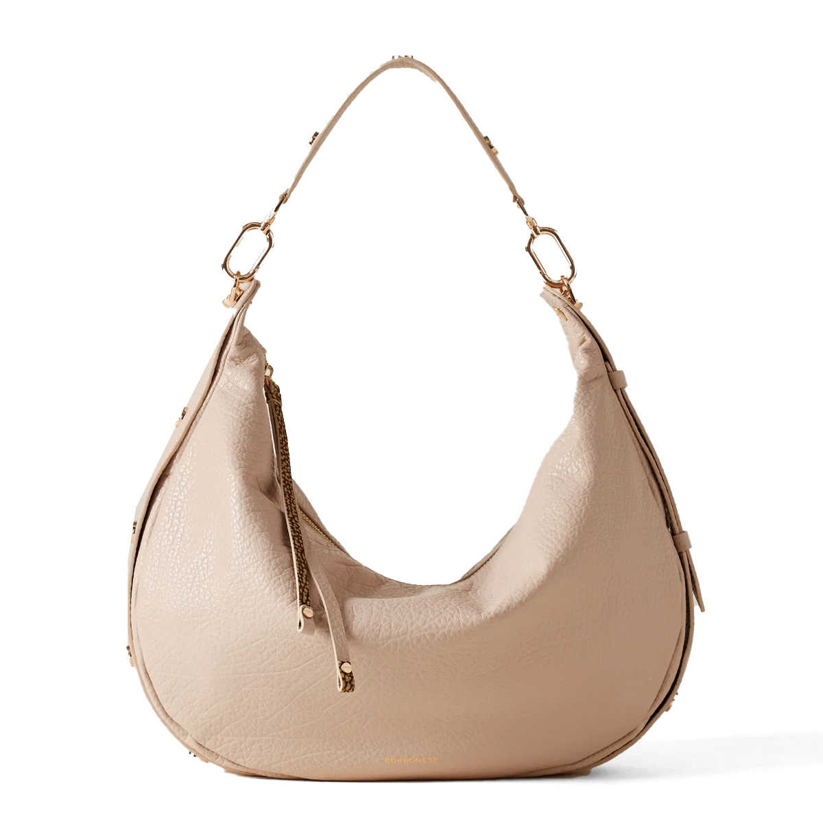 Borbonese Hobo Bag Oyster Medium in pelle Porridge - 1 Borbonese Hobo Bag Oyster Medium in pelle Porridge - 1