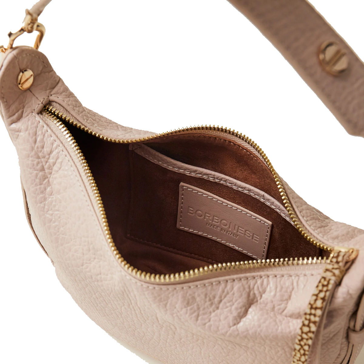 Borbonese Hobo Bag Oyster Petite in pelle Porridge - 4