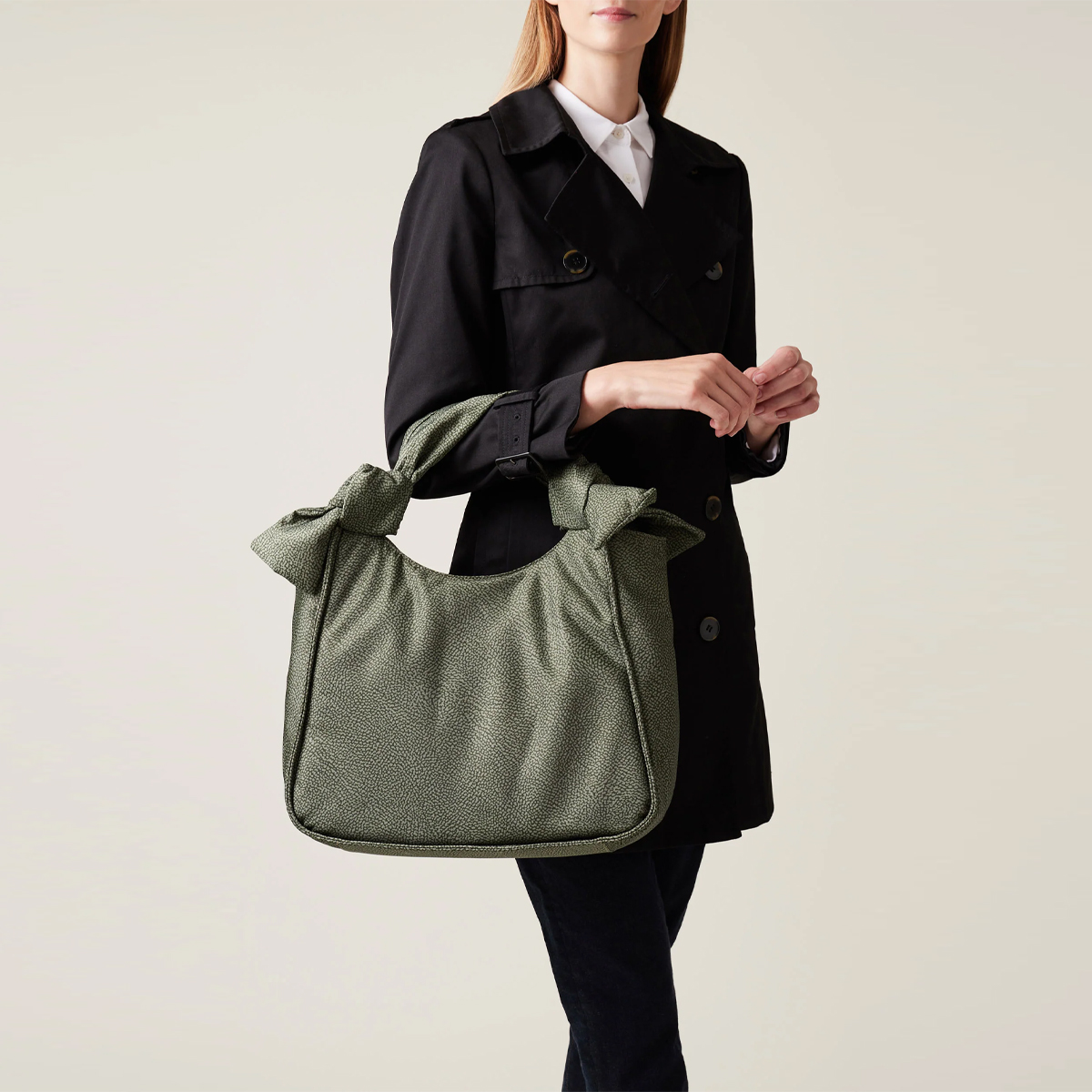 Borbonese Hobo Bag Lover Medium Verde Militare - 5