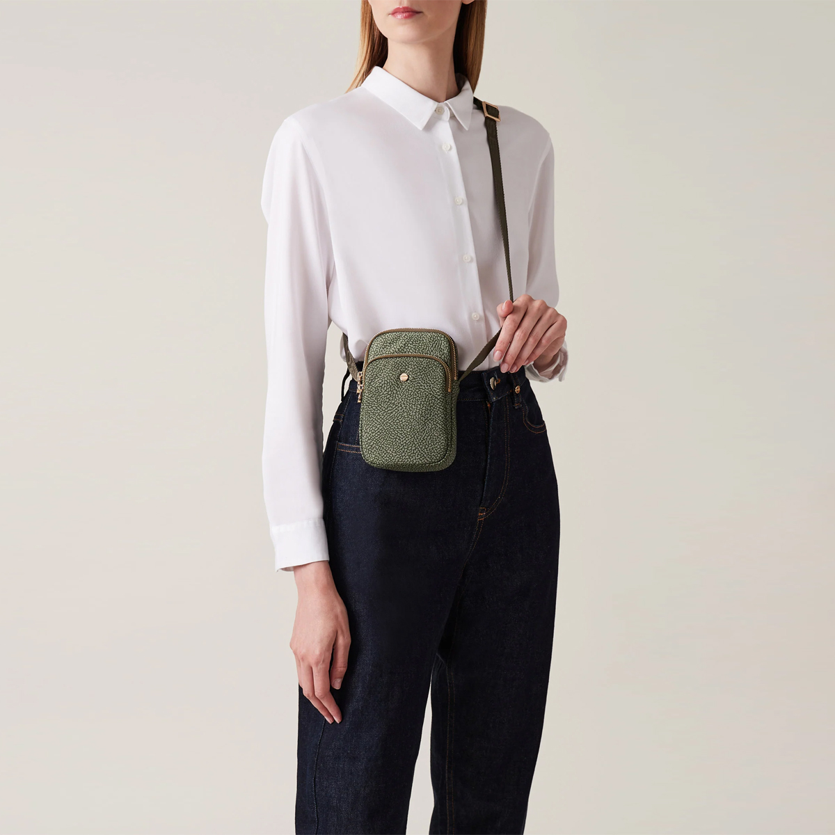 Borbonese Mini tracollina Verde Militare - 4