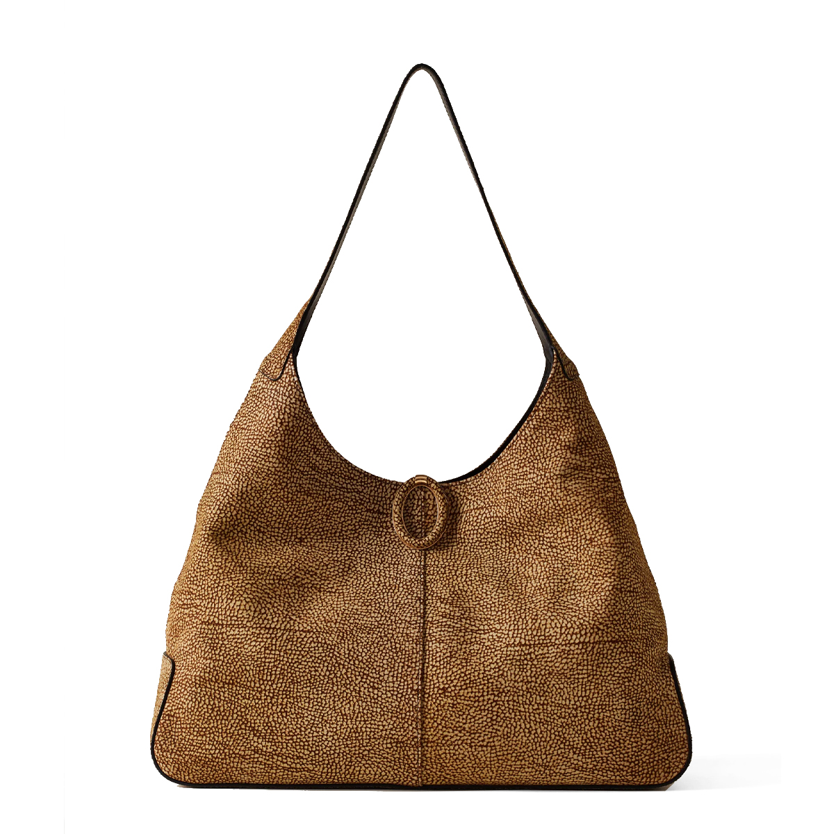 Borbonese Hobo Bag Large in camoscio OP Naturale - 1