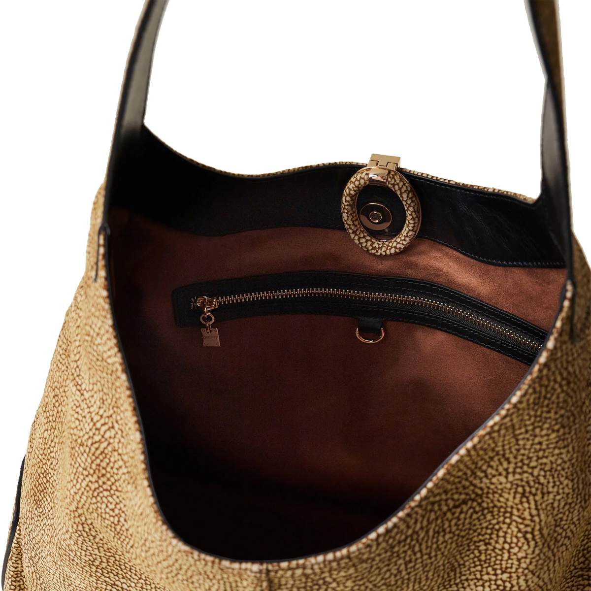 Borbonese Hobo Bag Large in camoscio OP Naturale - 4