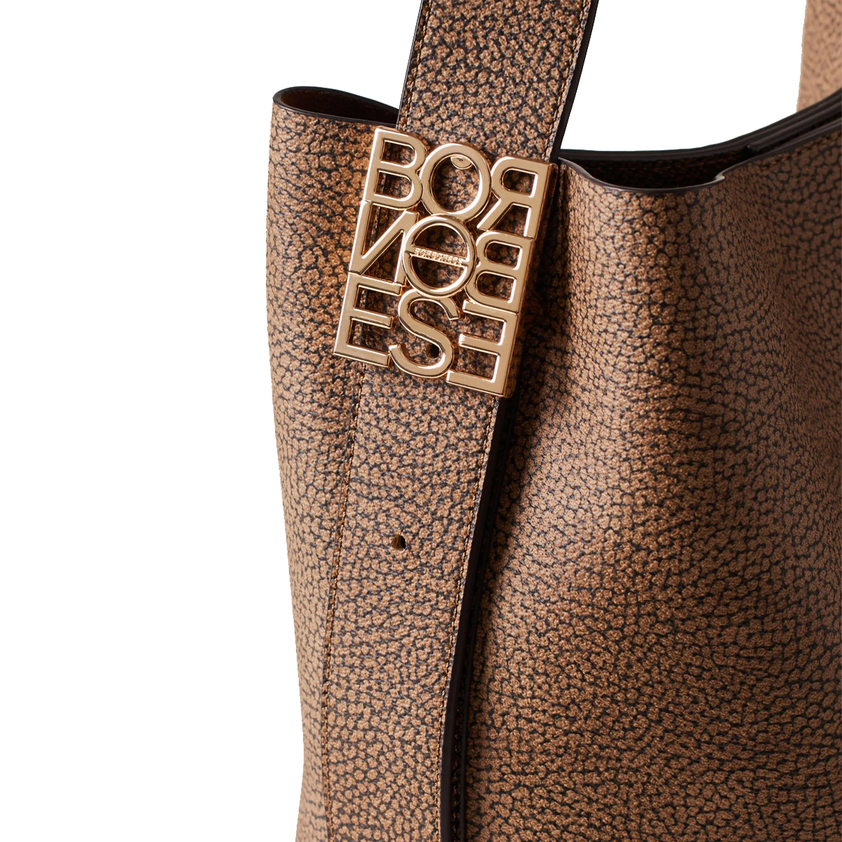 Borbonese Secchiello Nueve Small in tela rivestita OP Naturale Nero - 4