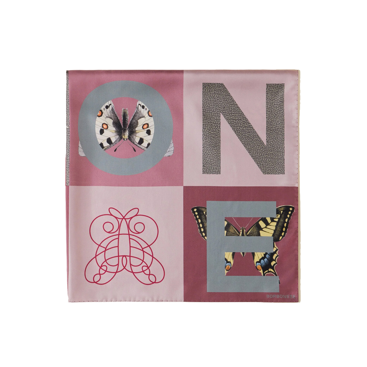 Borbonese Foulard Color Block 90x90 Amarone Edera - 2