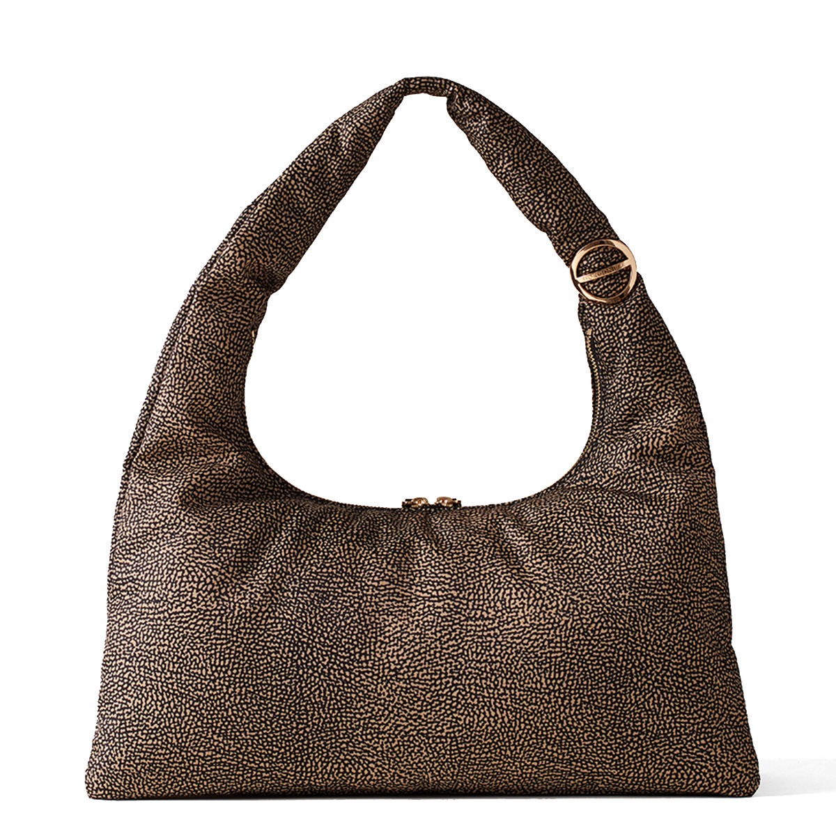 Borbonese Hobo Bag Twinnie Large OP Naturale Nero - 3 Borbonese Hobo Bag Twinnie Large OP Naturale Nero - 3