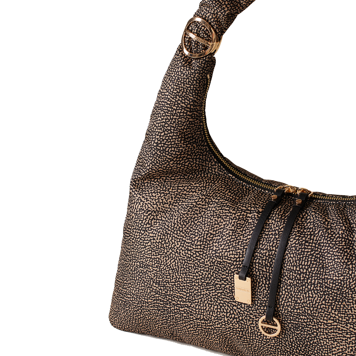 Borbonese Hobo Bag Twinnie Large OP Naturale Nero - 4 Borbonese Hobo Bag Twinnie Large OP Naturale Nero - 4