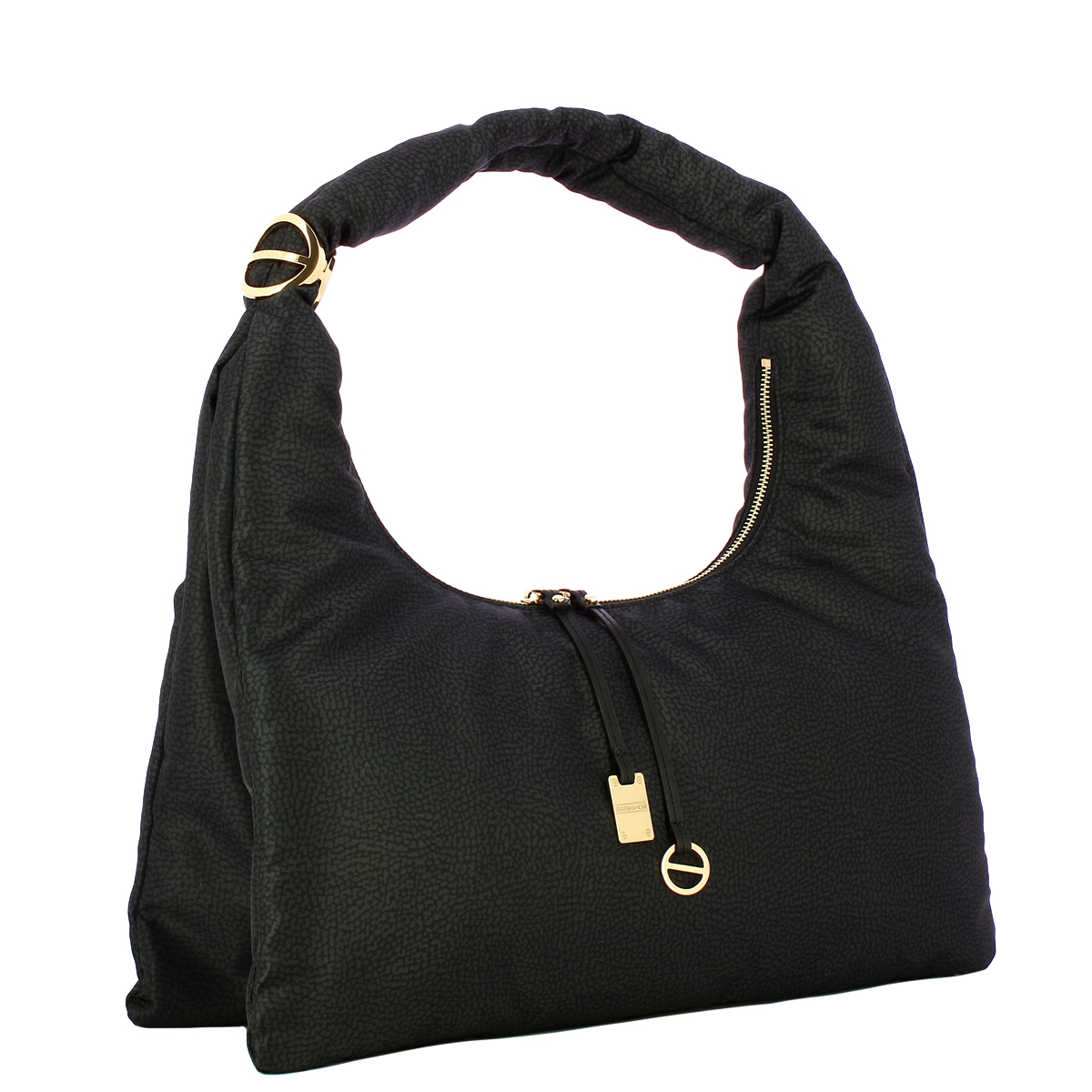 Borbonese Hobo Bag Twinnie Large Dark Black - 2 Borbonese Hobo Bag Twinnie Large Dark Black - 2