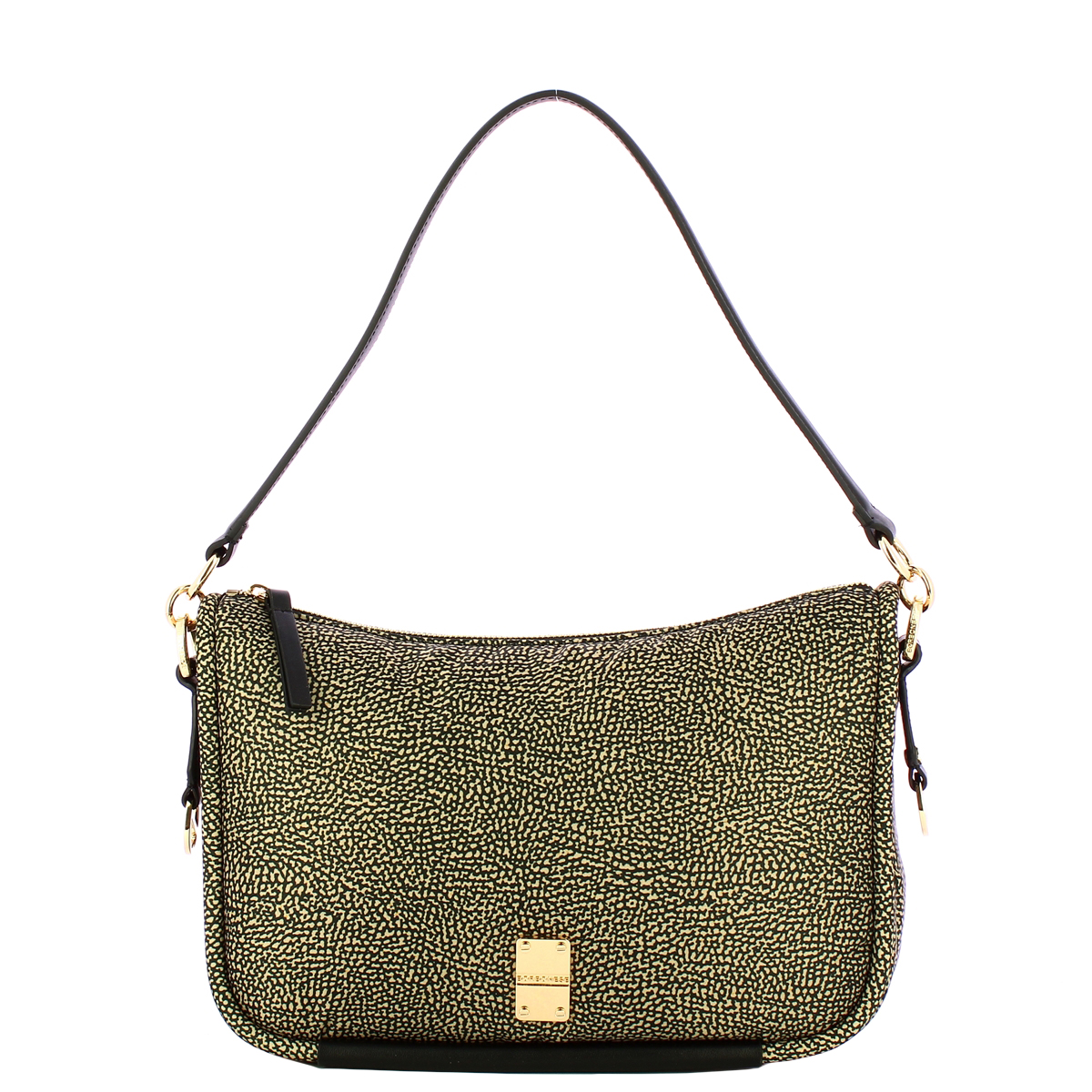 Borbonese Borsa a spalla Cahier Medium OP Naturale Nero - 1 Borbonese Borsa a spalla Cahier Medium OP Naturale Nero - 1
