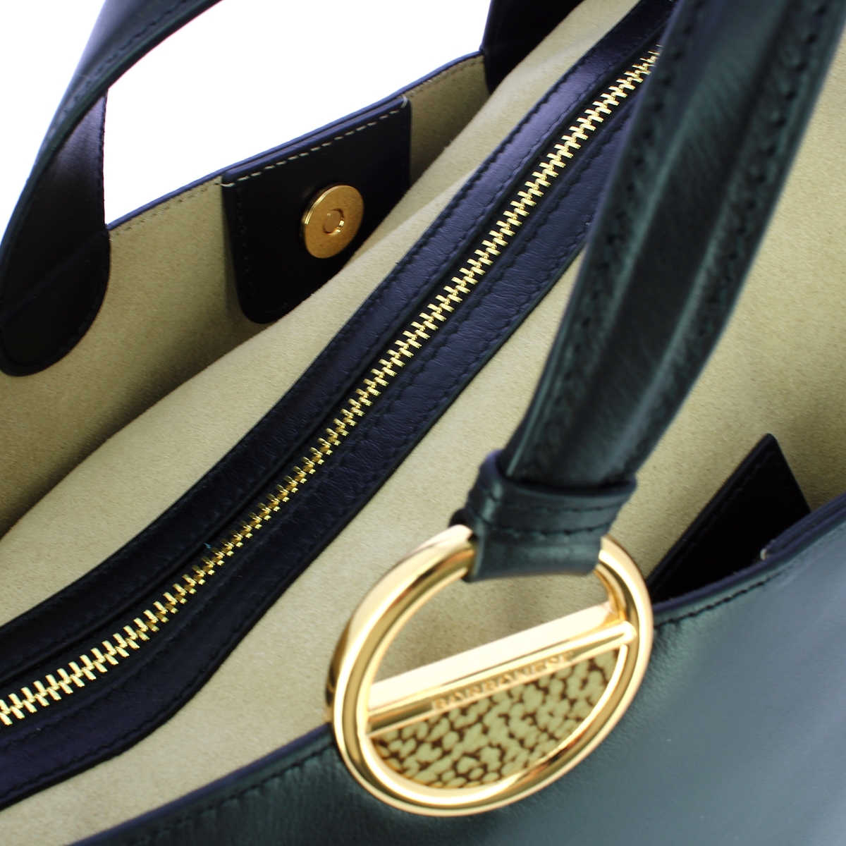 Borbonese Borsa a mano Bridle Medium Nero OP Naturale - 4