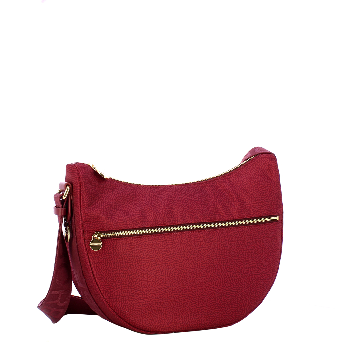 Borbonese Borsa Luna Bag Middle con taschino in Nylon Riciclato Merlot - 2