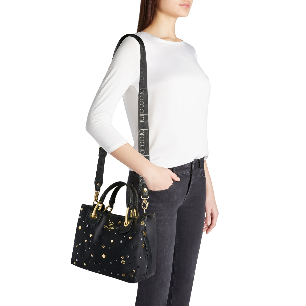 Braccialini Beth Strass small Nero Handbag - 5