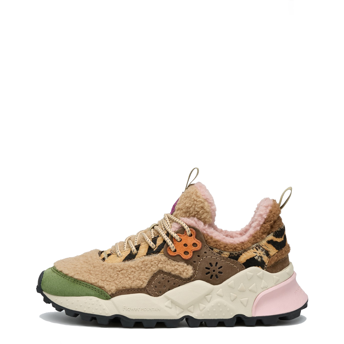 Flower Mountain Sneakers Kotetsu Suede Shearling Kaki Beige Multi - 1 Flower Mountain Sneakers Kotetsu Suede Shearling Kaki Beige Multi - 1