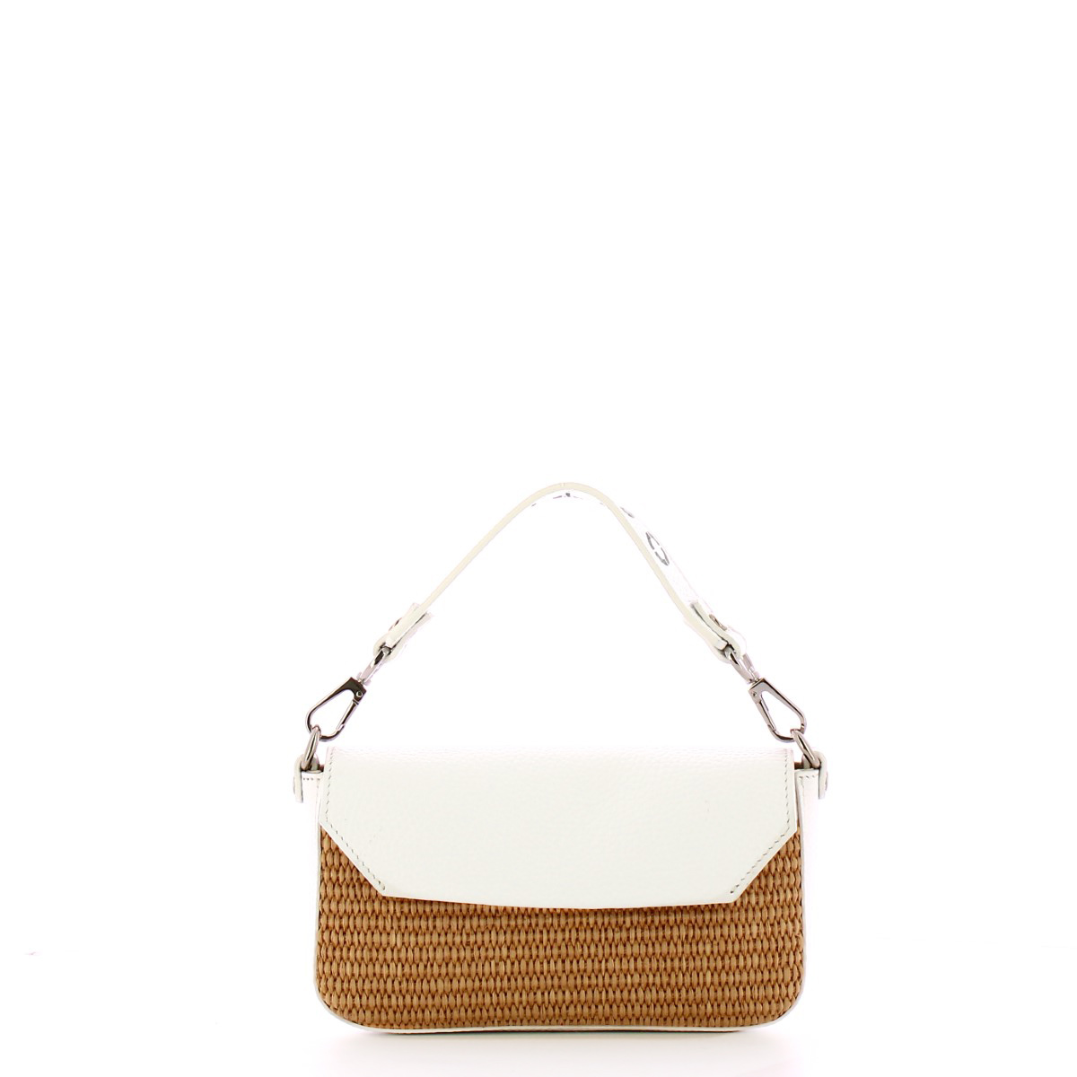 Iuntoo Mini Borsa a mano Graziosa in raffia Camel Bianco - 1