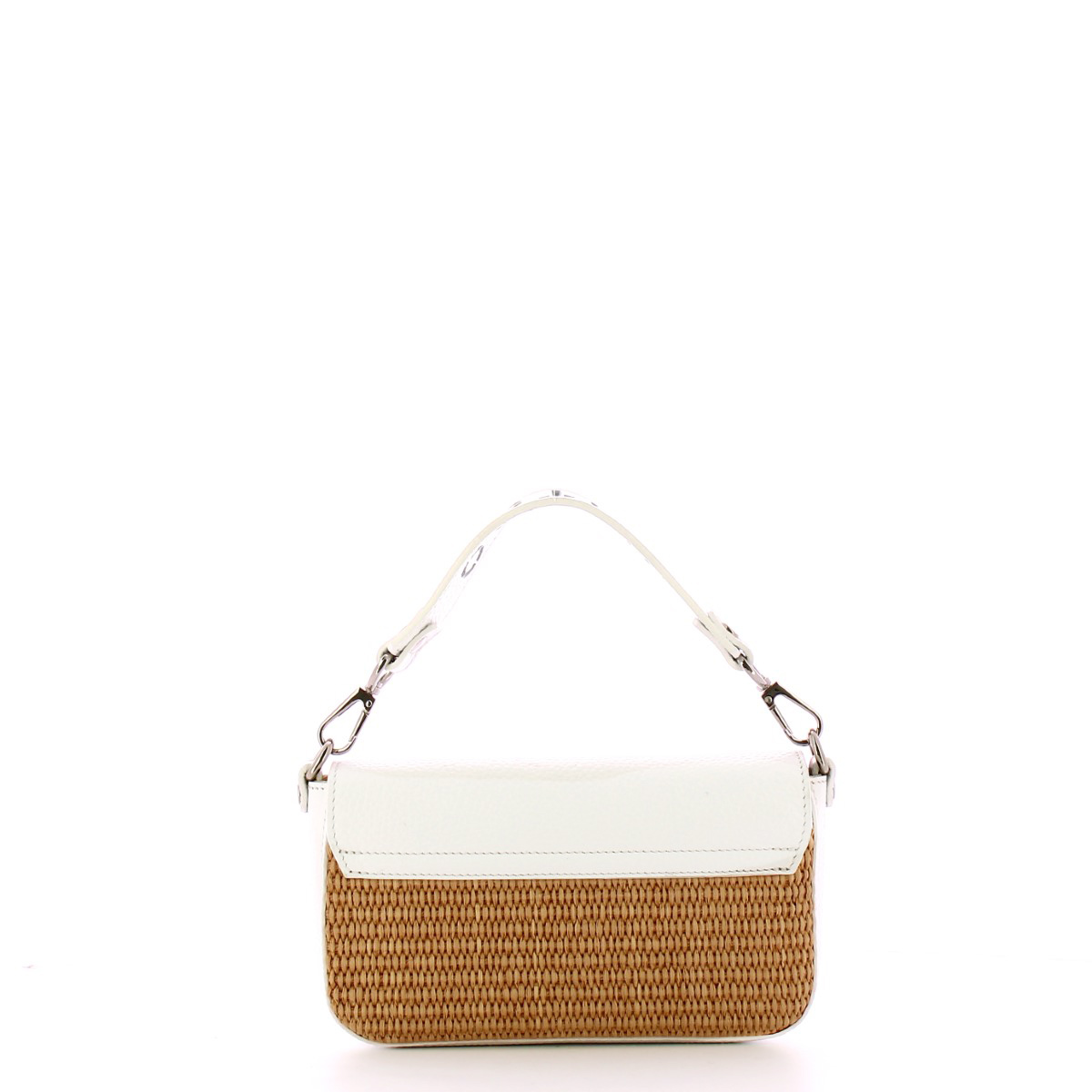 Iuntoo Mini Borsa a mano Graziosa in raffia Camel Bianco - 3