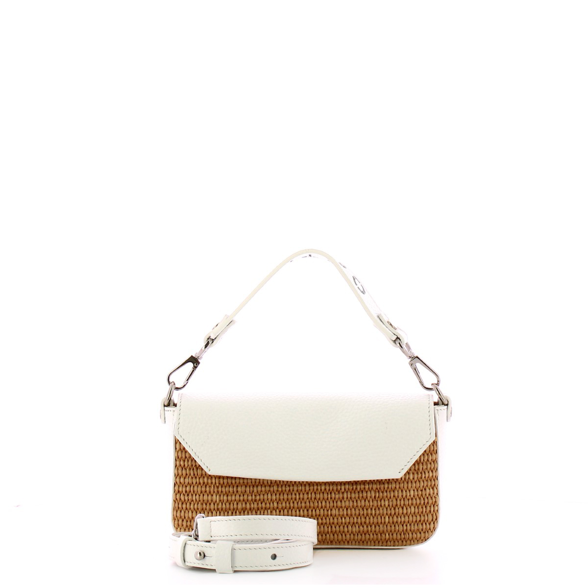 Iuntoo Mini Borsa a mano Graziosa in raffia Camel Bianco - 4
