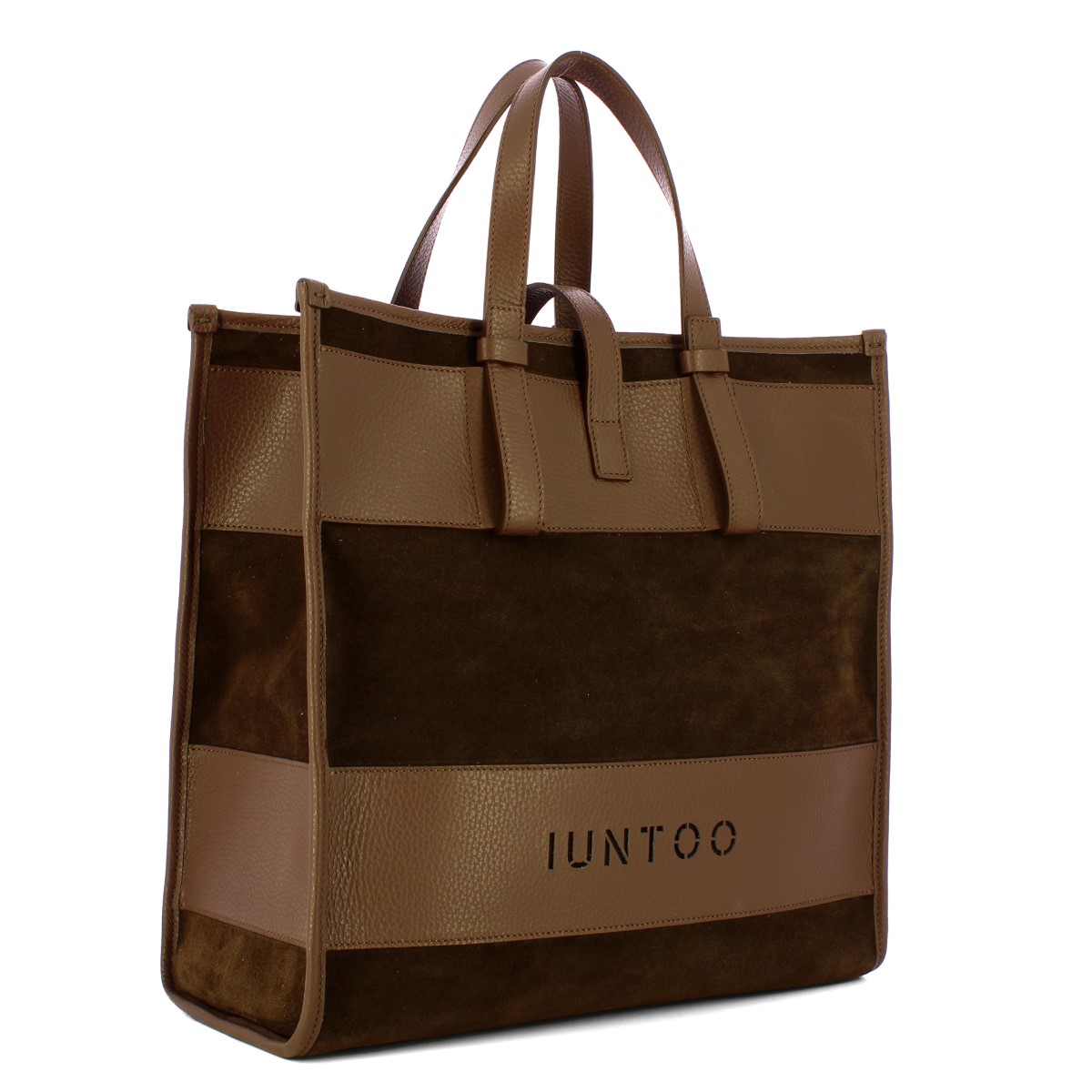 Iuntoo Shopper Grande Camoscio Essenziale Fango - 2
