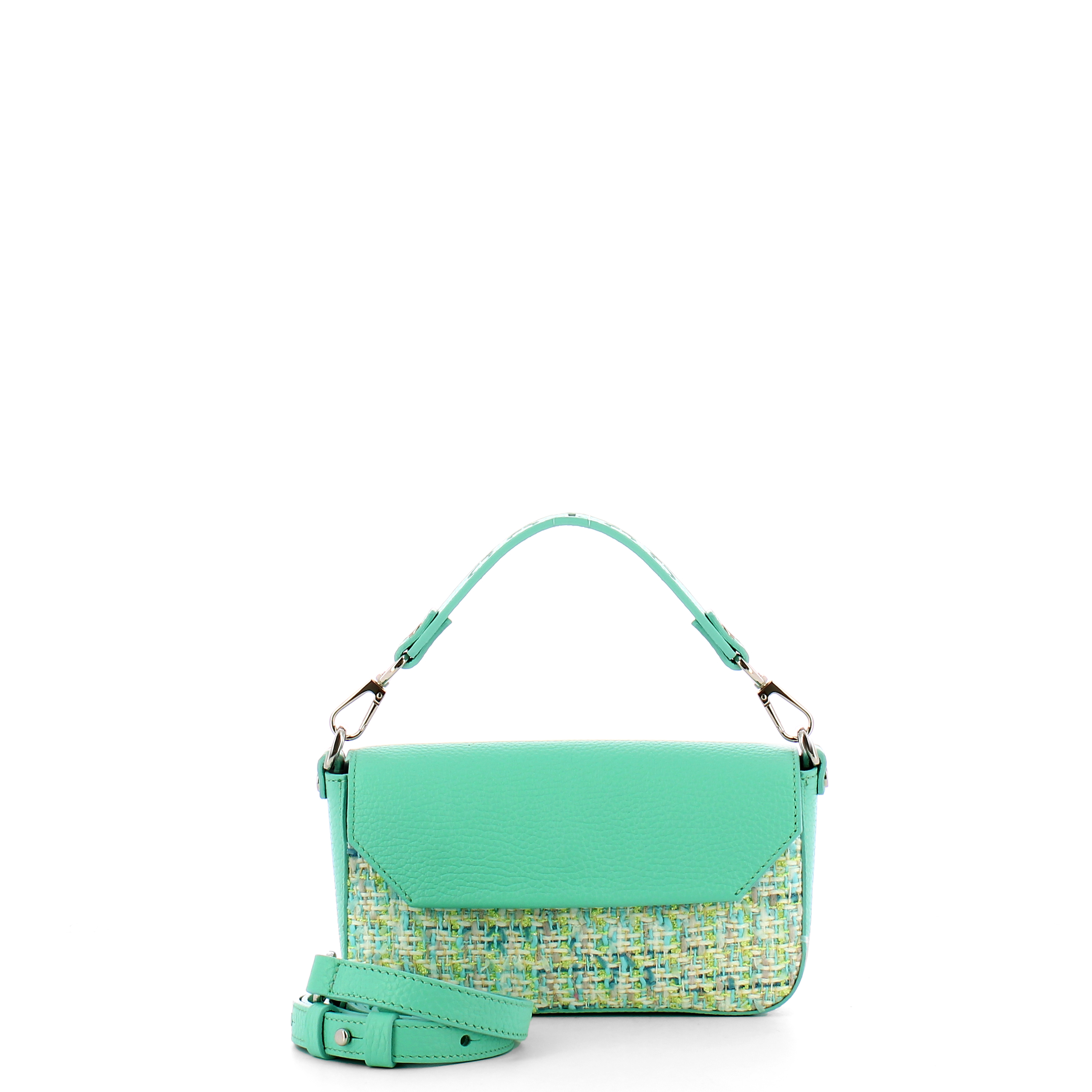 Iuntoo Mini Borsa a mano Essenziale Tweed Azzurro - 4