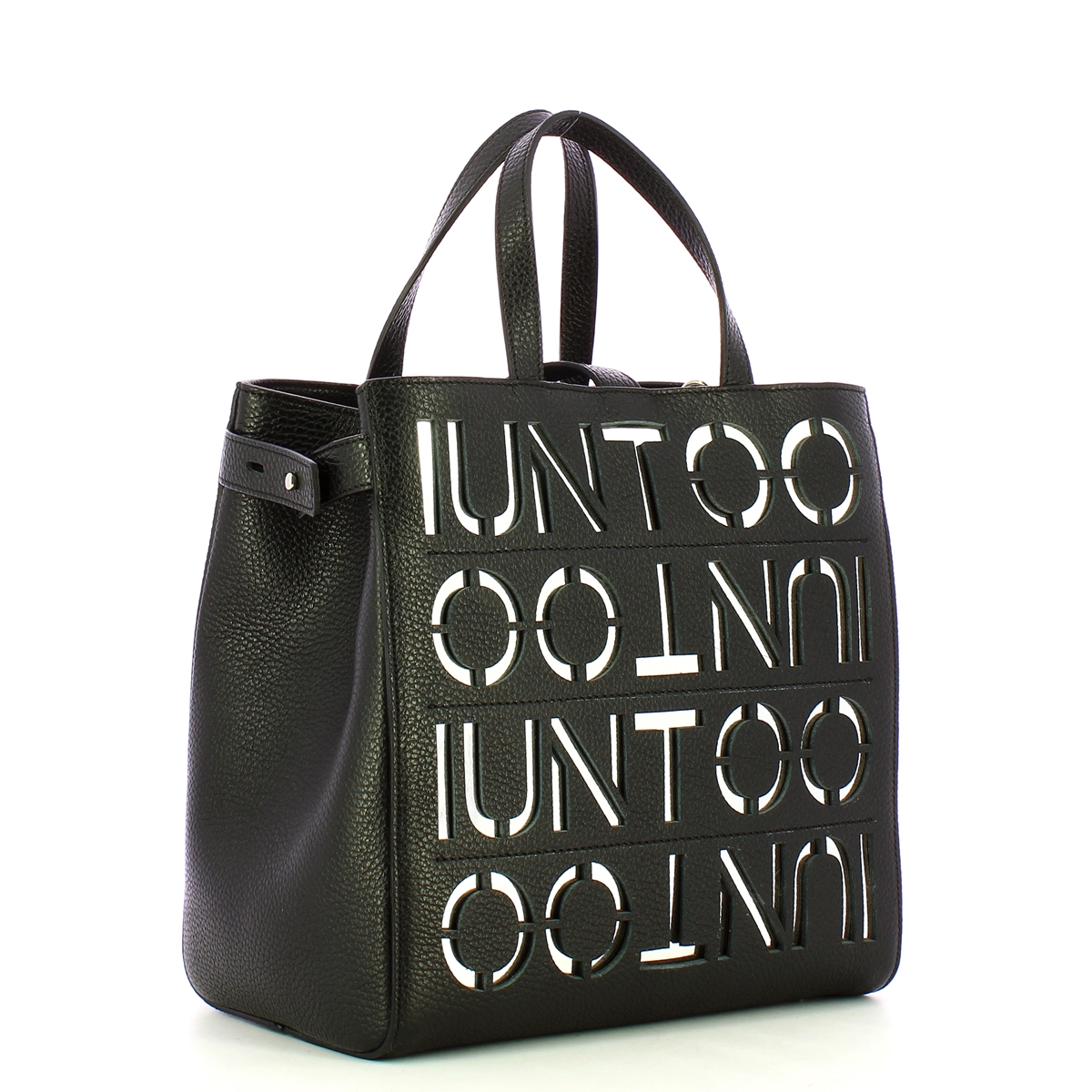 Iuntoo New Tote Piccola Multilogo Specchio Nero Argento - 2 Iuntoo New Tote Piccola Multilogo Specchio Nero Argento - 2