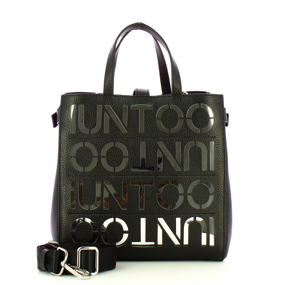Iuntoo New Tote Piccola Multilogo Specchio Nero Argento - 4 Iuntoo New Tote Piccola Multilogo Specchio Nero Argento - 4