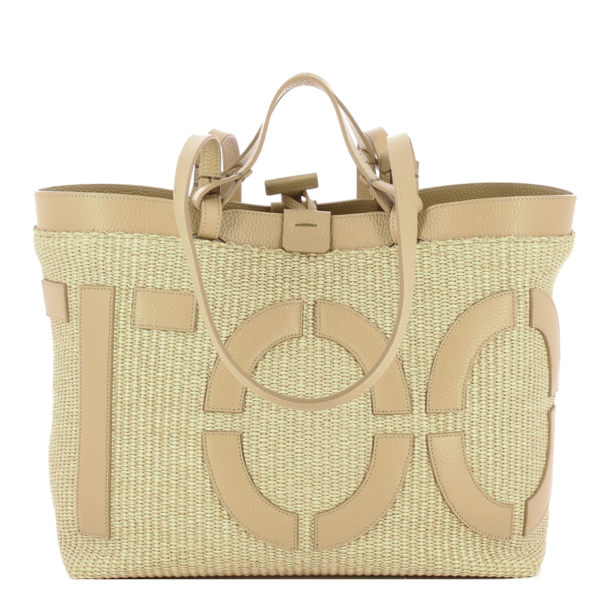 Iuntoo Shopping Sibilla Media Logo Raffia Naturale+Cammello - 3 Iuntoo Shopping Sibilla Media Logo Raffia Naturale+Cammello - 3