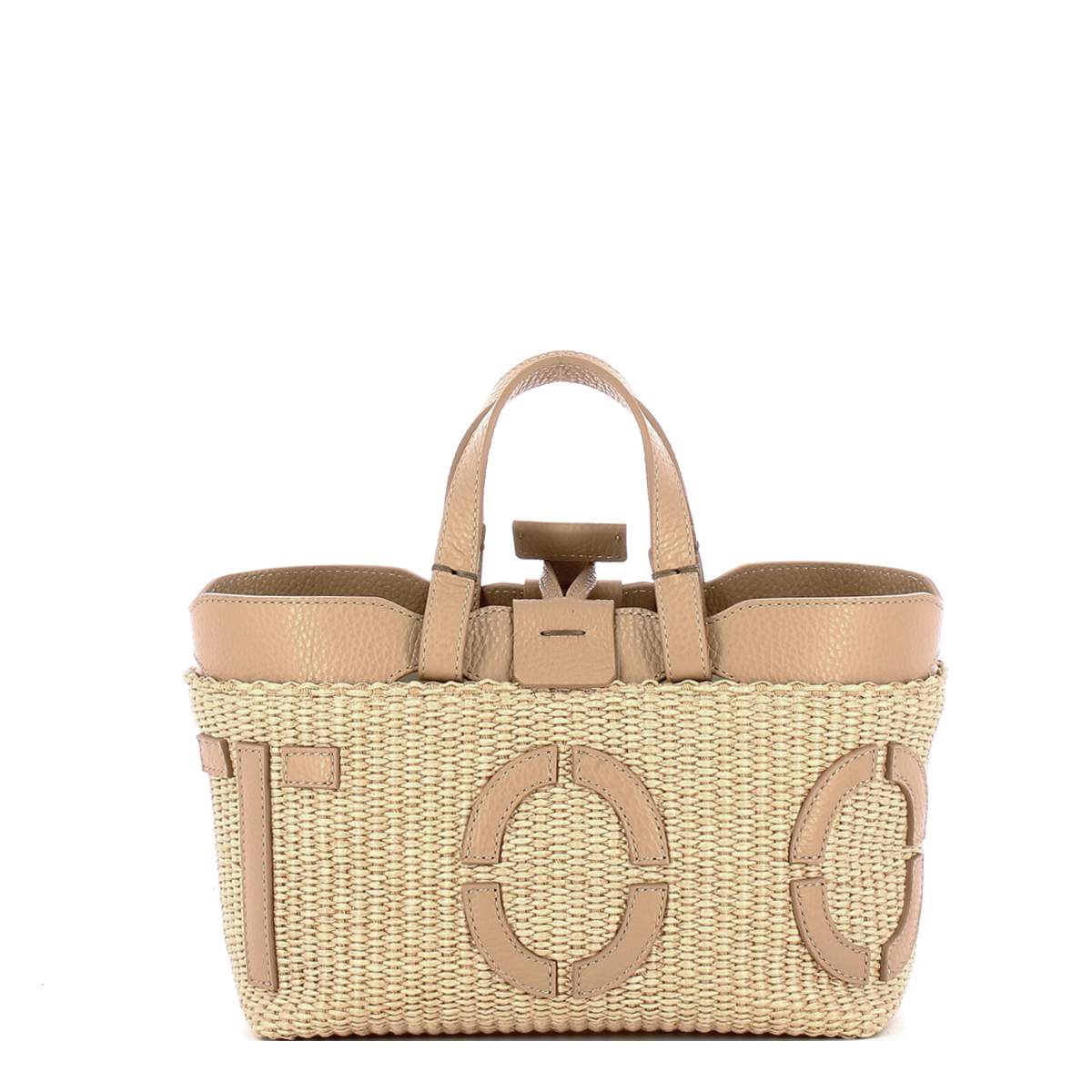 Iuntoo Sibilla Mini Logo Raffia Naturale+Cammello Shopping Bag - 3 Iuntoo Sibilla Mini Logo Raffia Naturale+Cammello Shopping Bag - 3