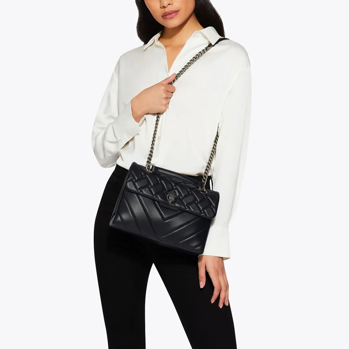KUGE Borsa a spalla Kensington Bag Large Black Comb - 7