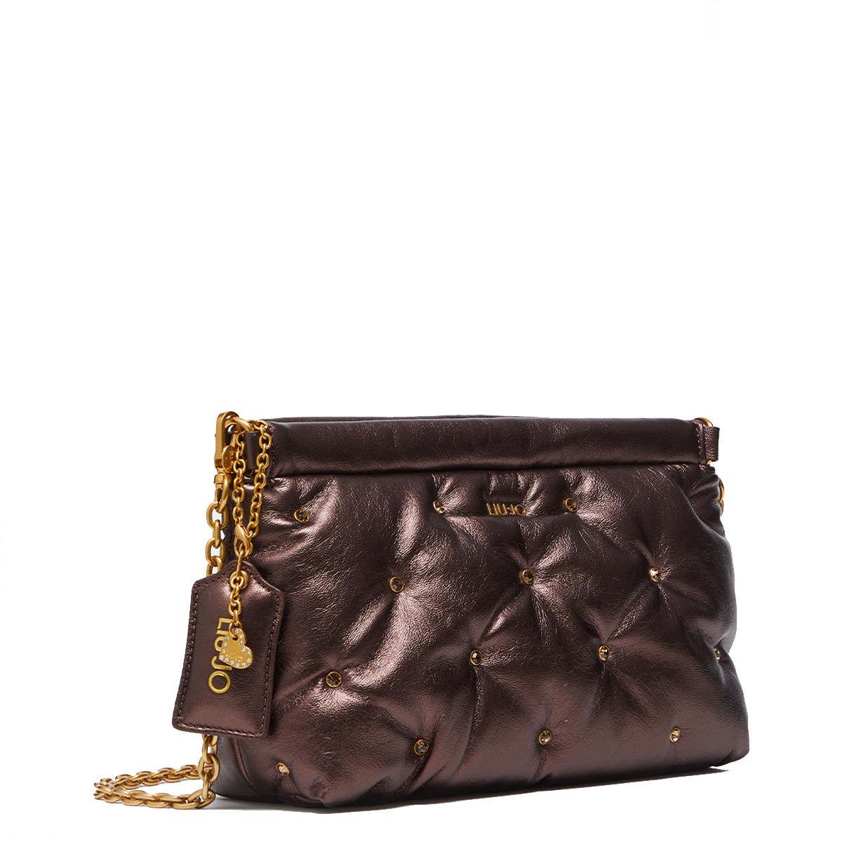Liu Jo Pochette Glossy con strass Brown Stone Met. - 3