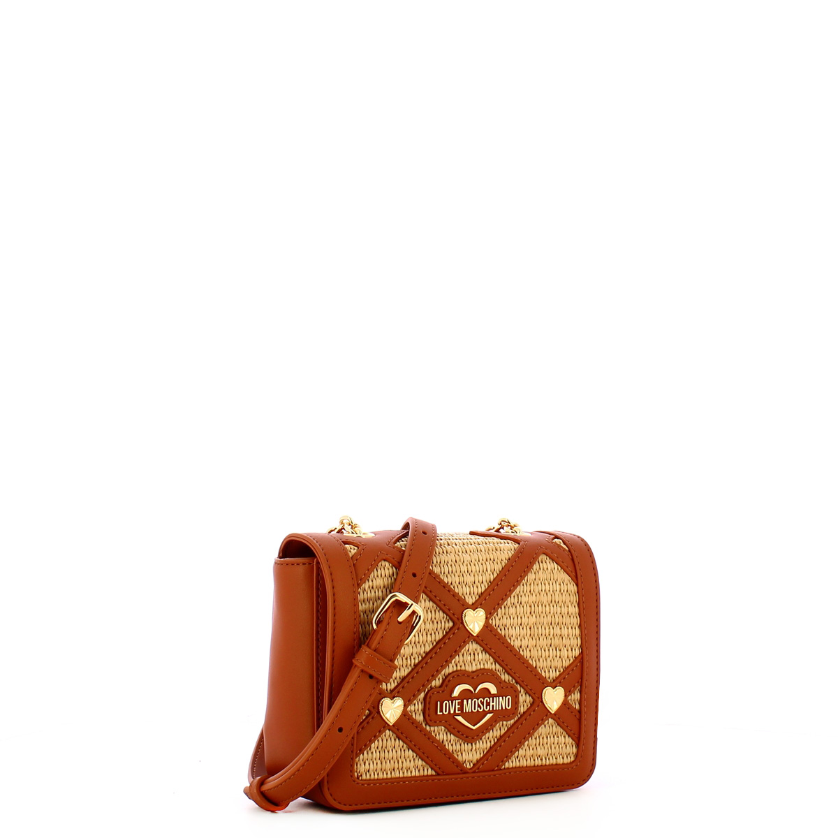 Love Moschino Mini borsa a tracolla in raffia Naturale Cuoio Oro - 2 Love Moschino Mini borsa a tracolla in raffia Naturale Cuoio Oro - 2