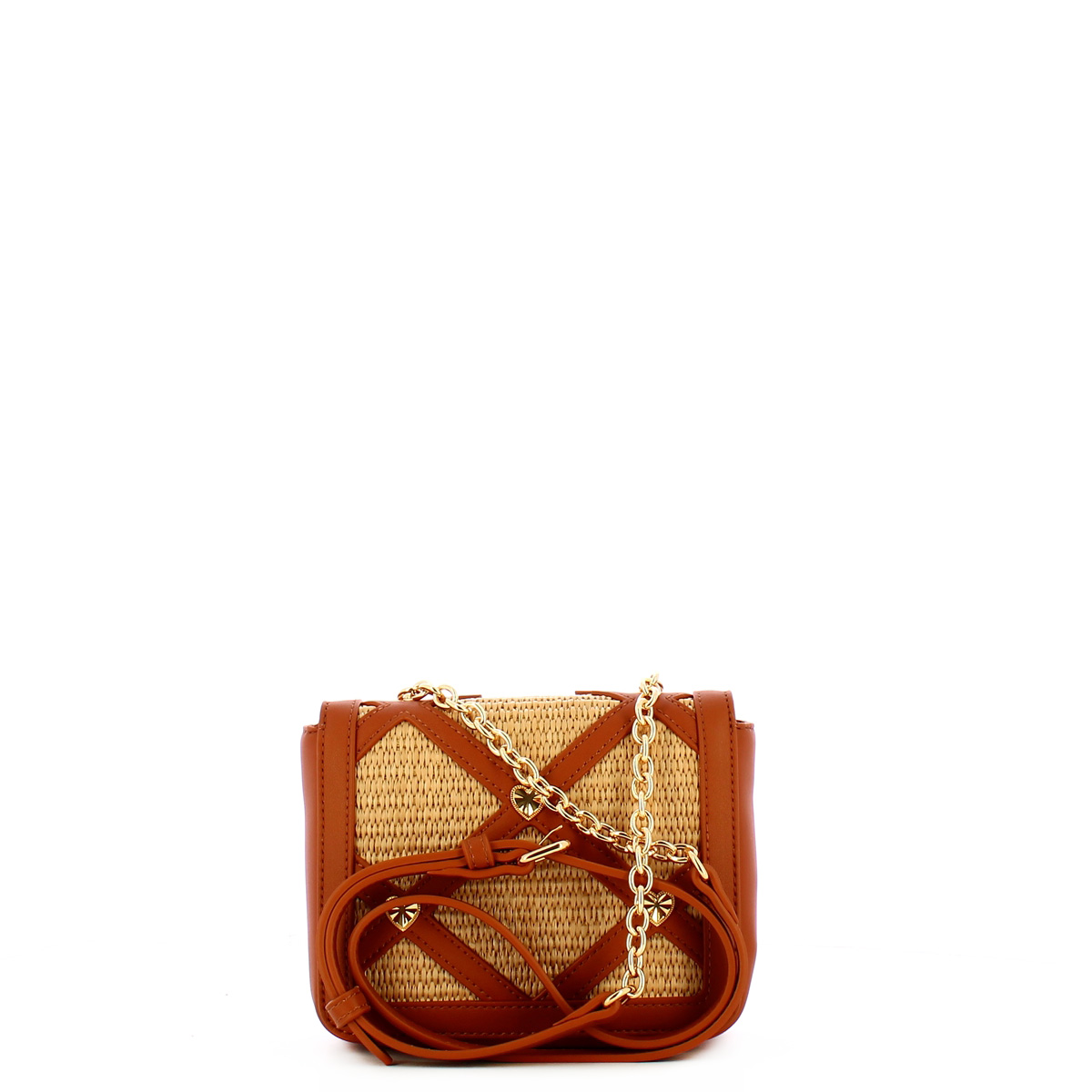 Love Moschino Mini borsa a tracolla in raffia Naturale Cuoio Oro - 3 Love Moschino Mini borsa a tracolla in raffia Naturale Cuoio Oro - 3