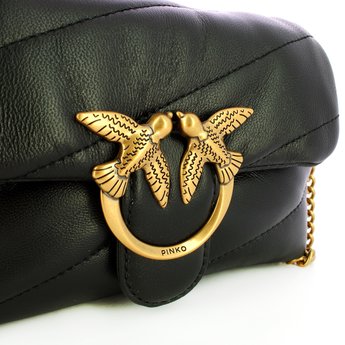 Pinko Mini Borsa a tracolla Love Puff Nero Antique Gold - 4 Pinko Mini Borsa a tracolla Love Puff Nero Antique Gold - 4