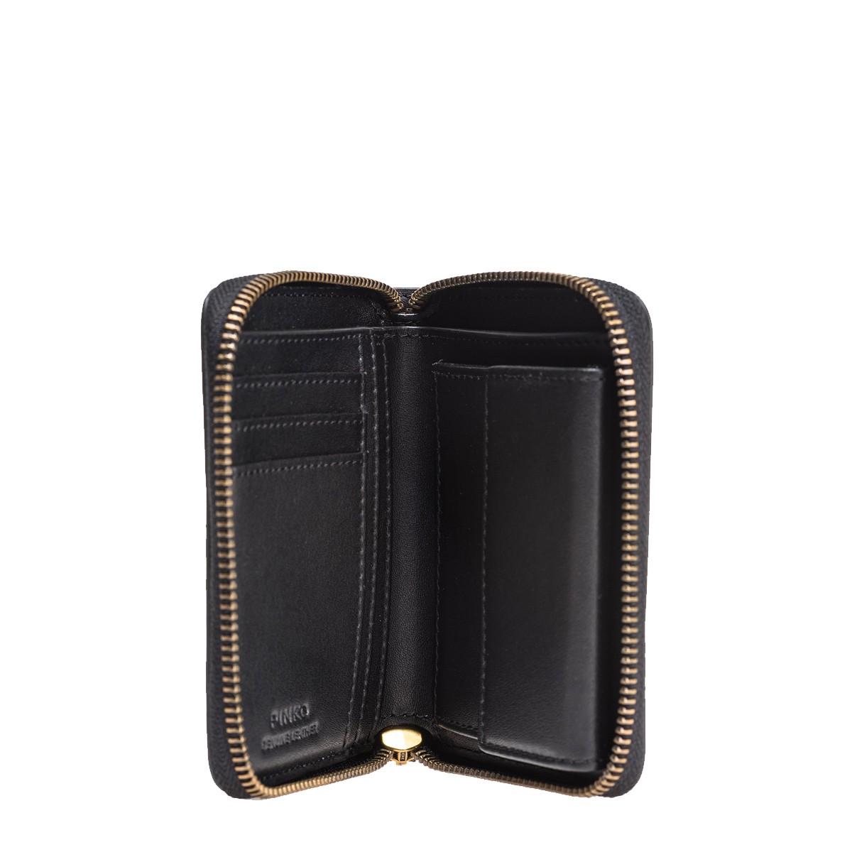 Pinko Portafoglio Piccolo Zip Around Black Antique Gold - 3 Pinko Portafoglio Piccolo Zip Around Black Antique Gold - 3