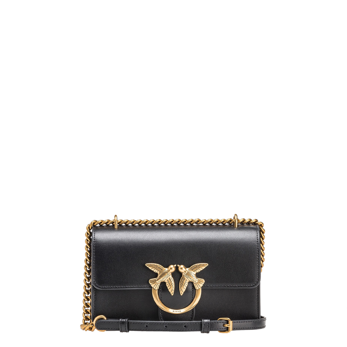 Pinko Mini Borsa a tracolla Love One Simply Nero Antique Gold - 1 Pinko Mini Borsa a tracolla Love One Simply Nero Antique Gold - 1
