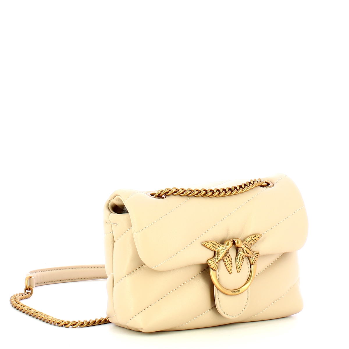 Pinko Mini Borsa a tracolla Love Puff Beige Grigio Fumo Antique Gold - 2 Pinko Mini Borsa a tracolla Love Puff Beige Grigio Fumo Antique Gold - 2